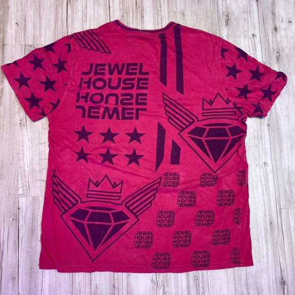 Jewel House all over print pink t shirt - Picture 2 of 3